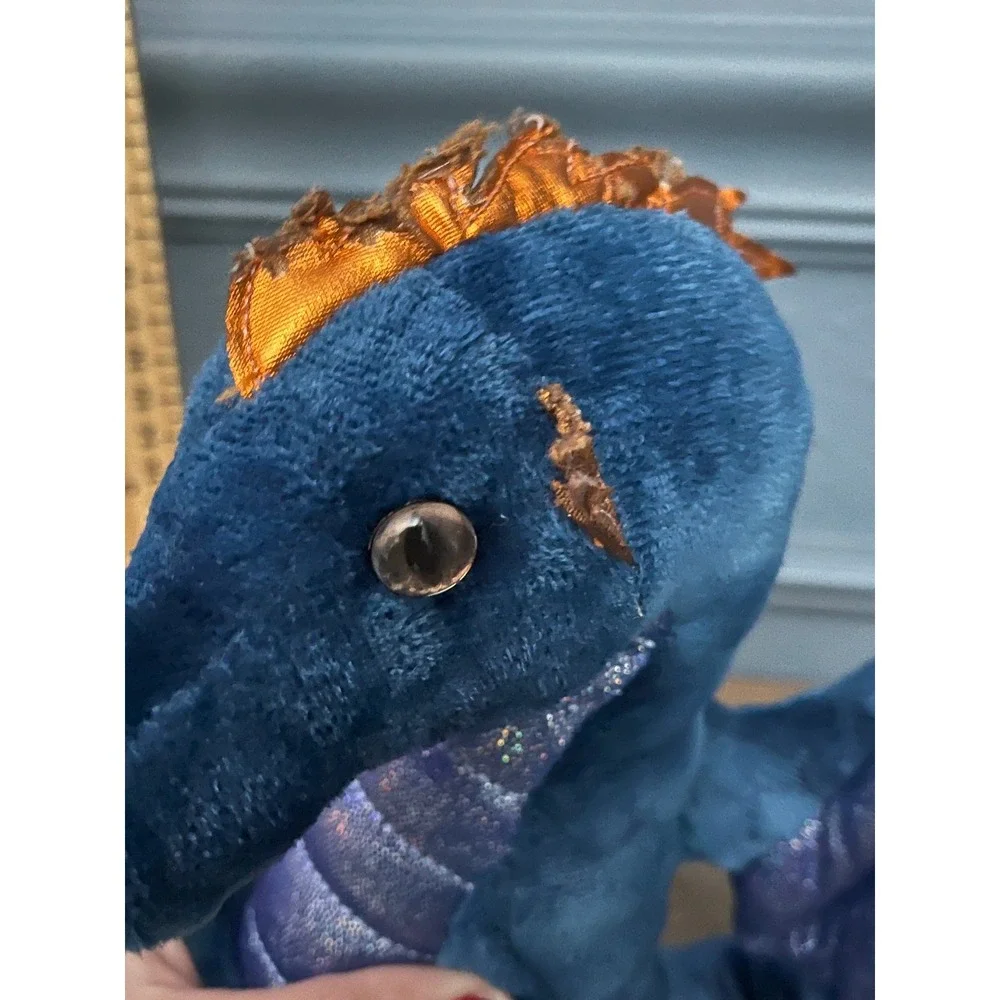 Douglas Plush Blue Dragon Stuffed Animal Toy Sparkle Wings‎ Metallic Eyes